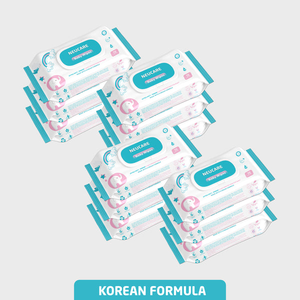 Neucare Baby Wet Wipes with Lid (Korean Formula, 864 Wipes) Pack Of 12