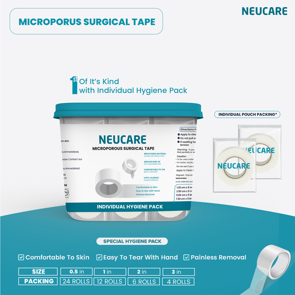 Neucare Microporous Surgical Paper Tape 0.5 inch ( 24 Rolls )